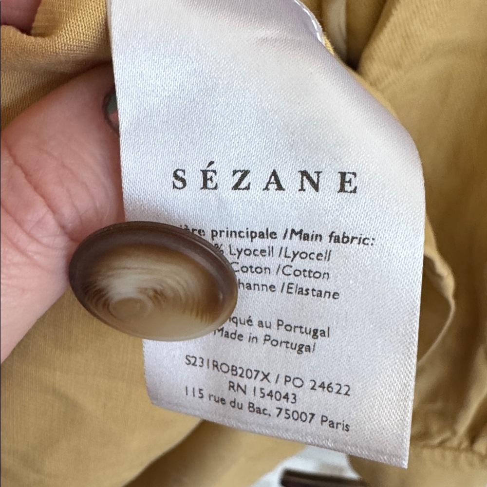 SEZANE Robe Elivira Button Front Wrap Dress Tan Size 38/US6 - Picture 6 of 7